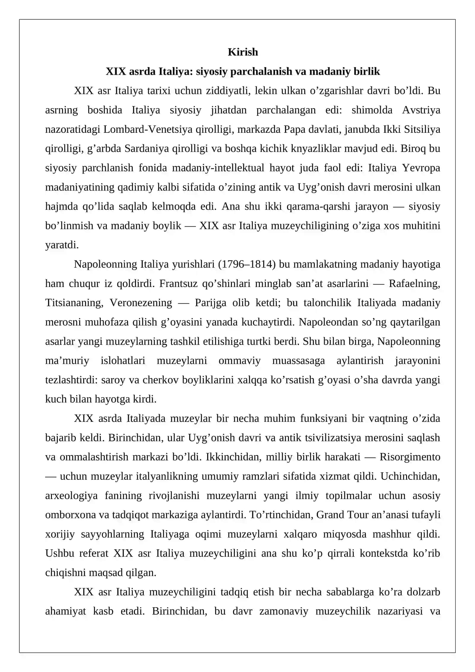 XIX Asrda italiya muzeylari taraqqiyoti 2