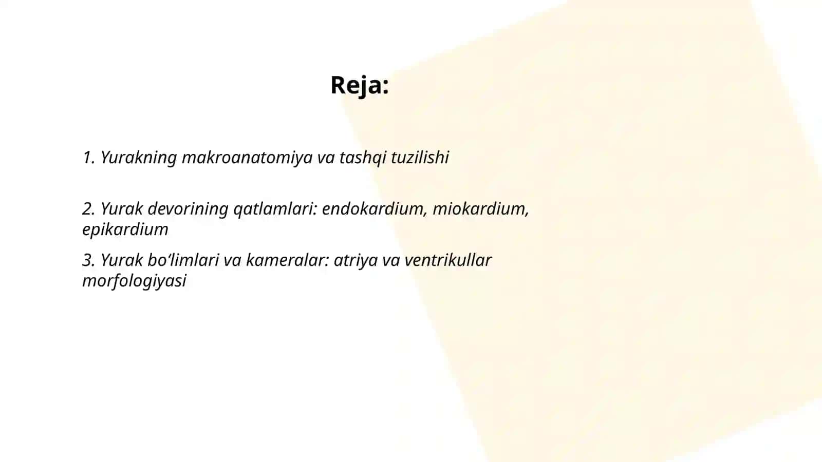 Hayvonlar Yurak – qon tomirlarni morfologiyasini o‘rganish 2