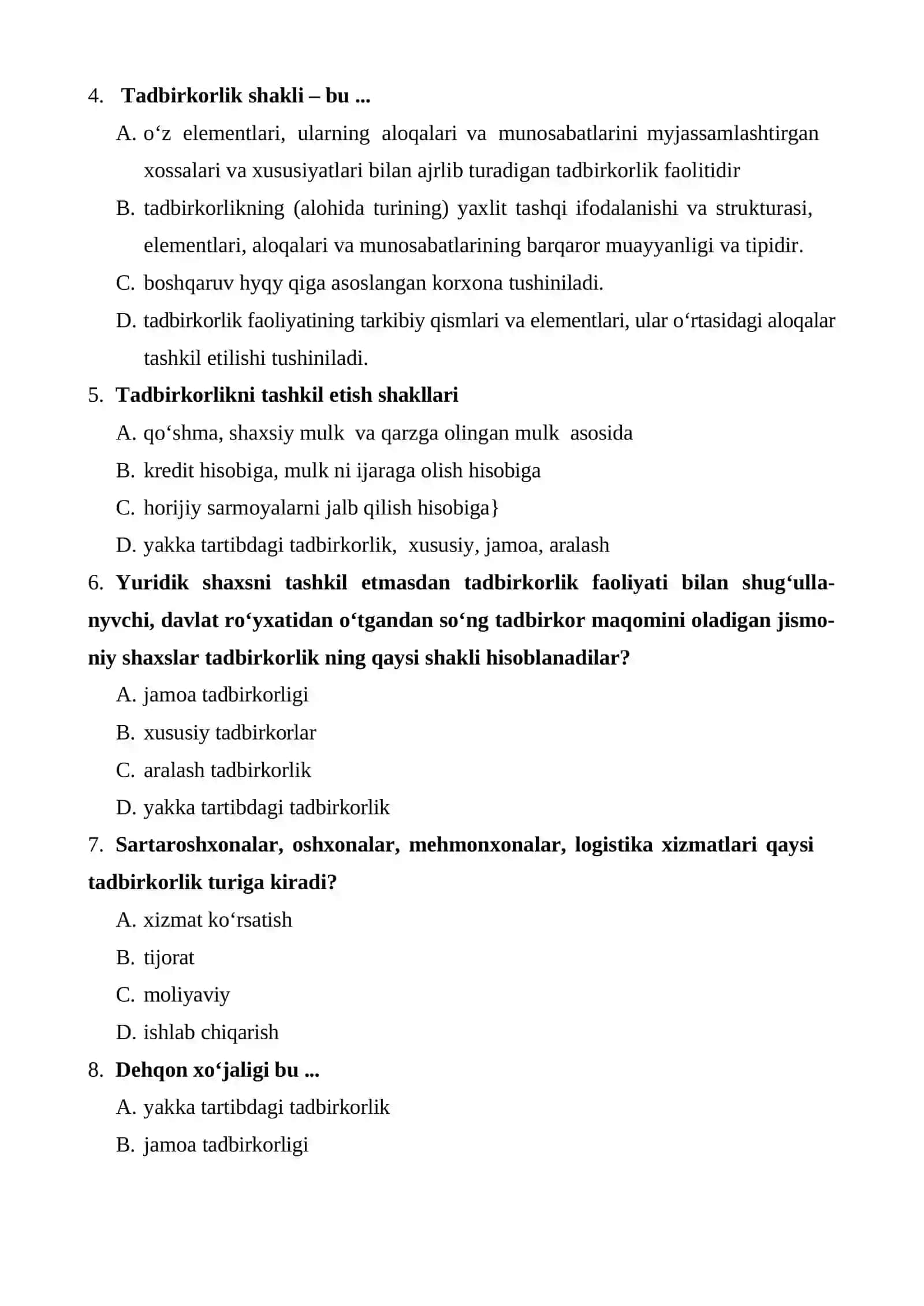 TADBIRKORLIK FAOLIYATINING SHAKLLARI 2