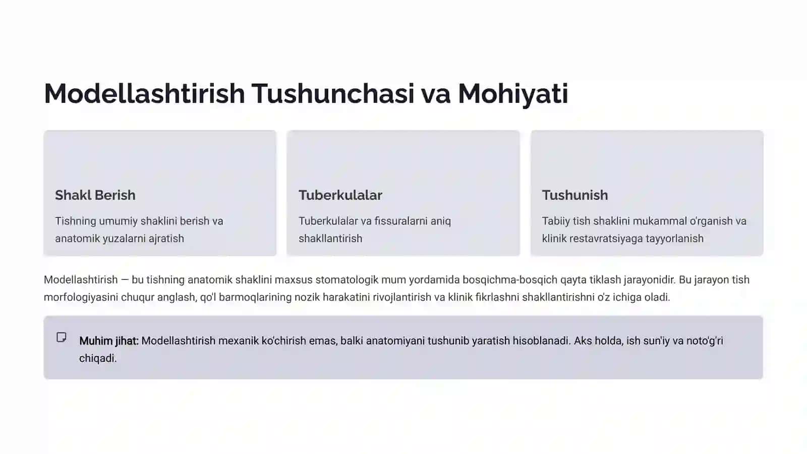 Ortopedik Stomatologiyada Tishlarni Mumdan Modellashtirish 2