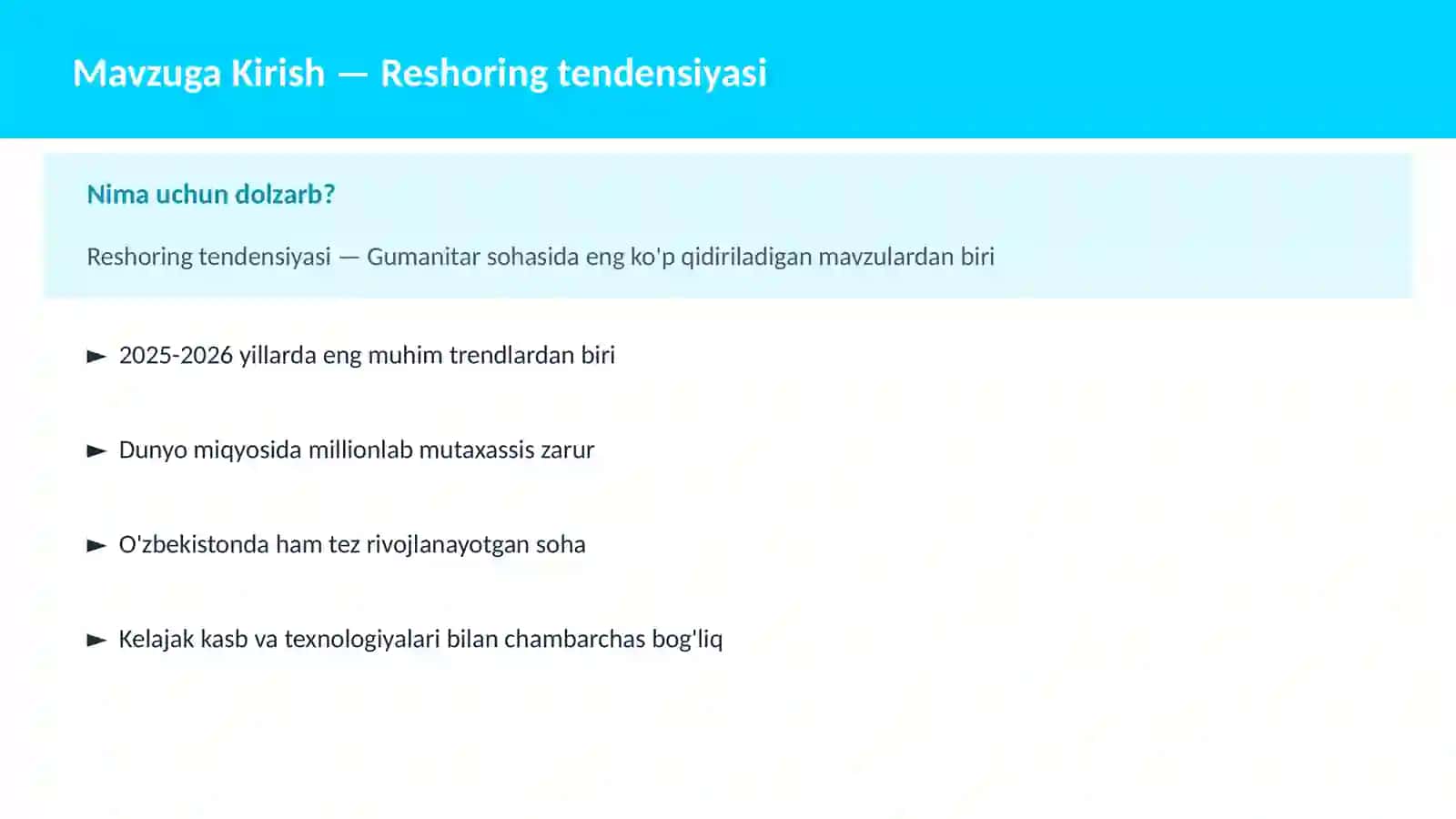 Reshoring tendensiyasi 2