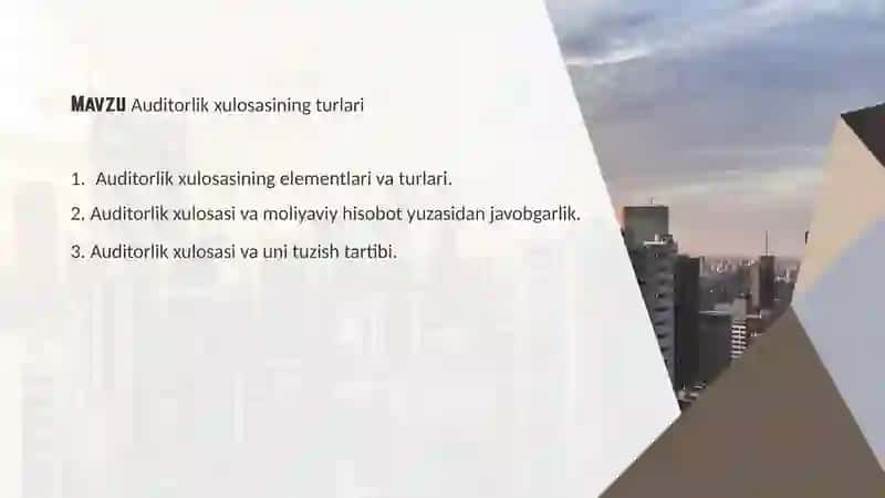 Auditorlik xulosasining turlari 2