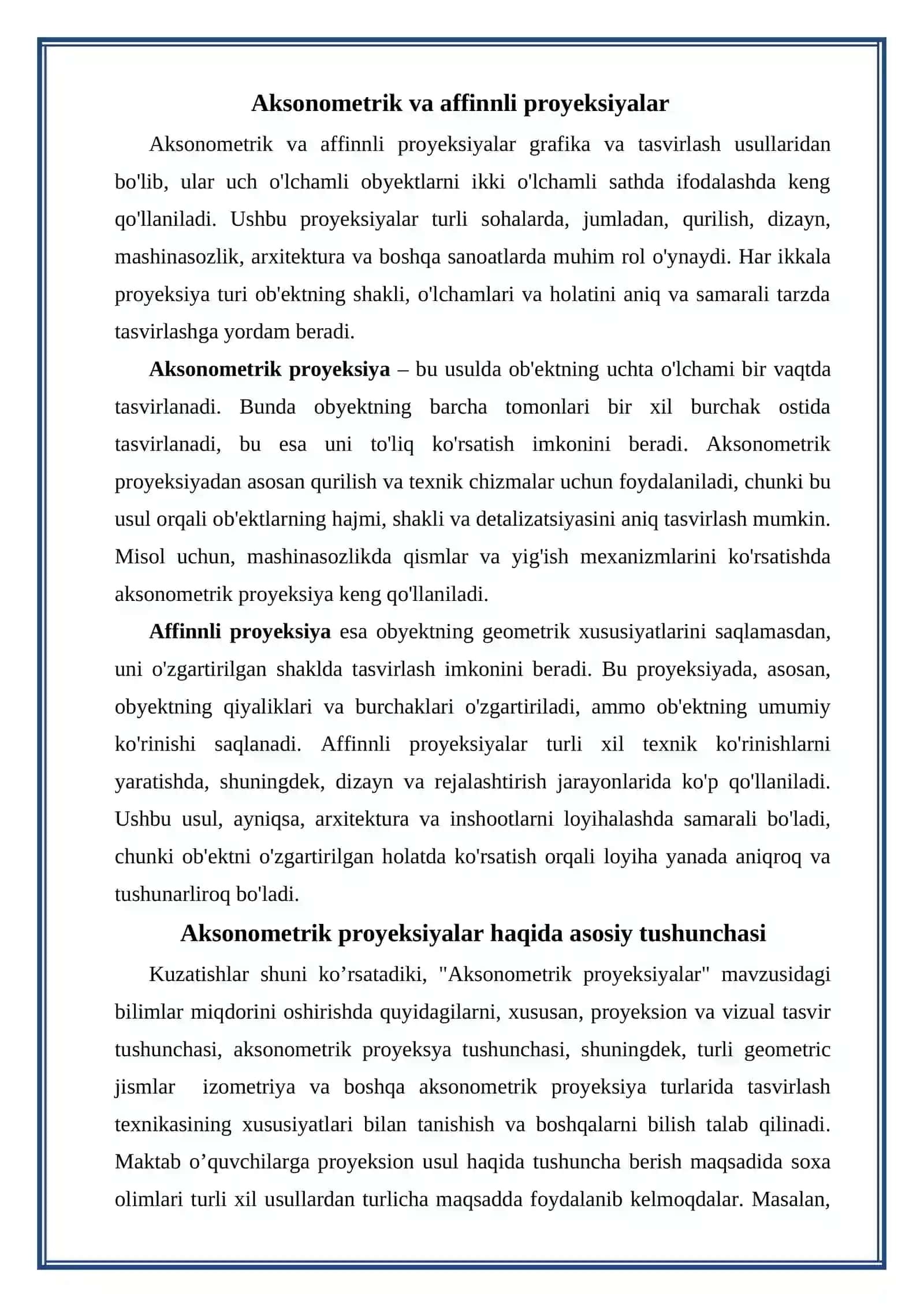Aksonometrik va affinnli proyeksiyalar 2