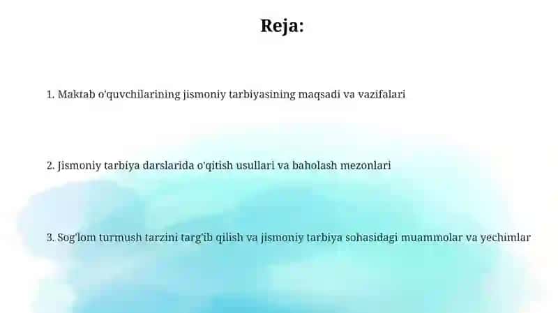 Maktab o'quvchilarining jismoniy tarbiyasi 2