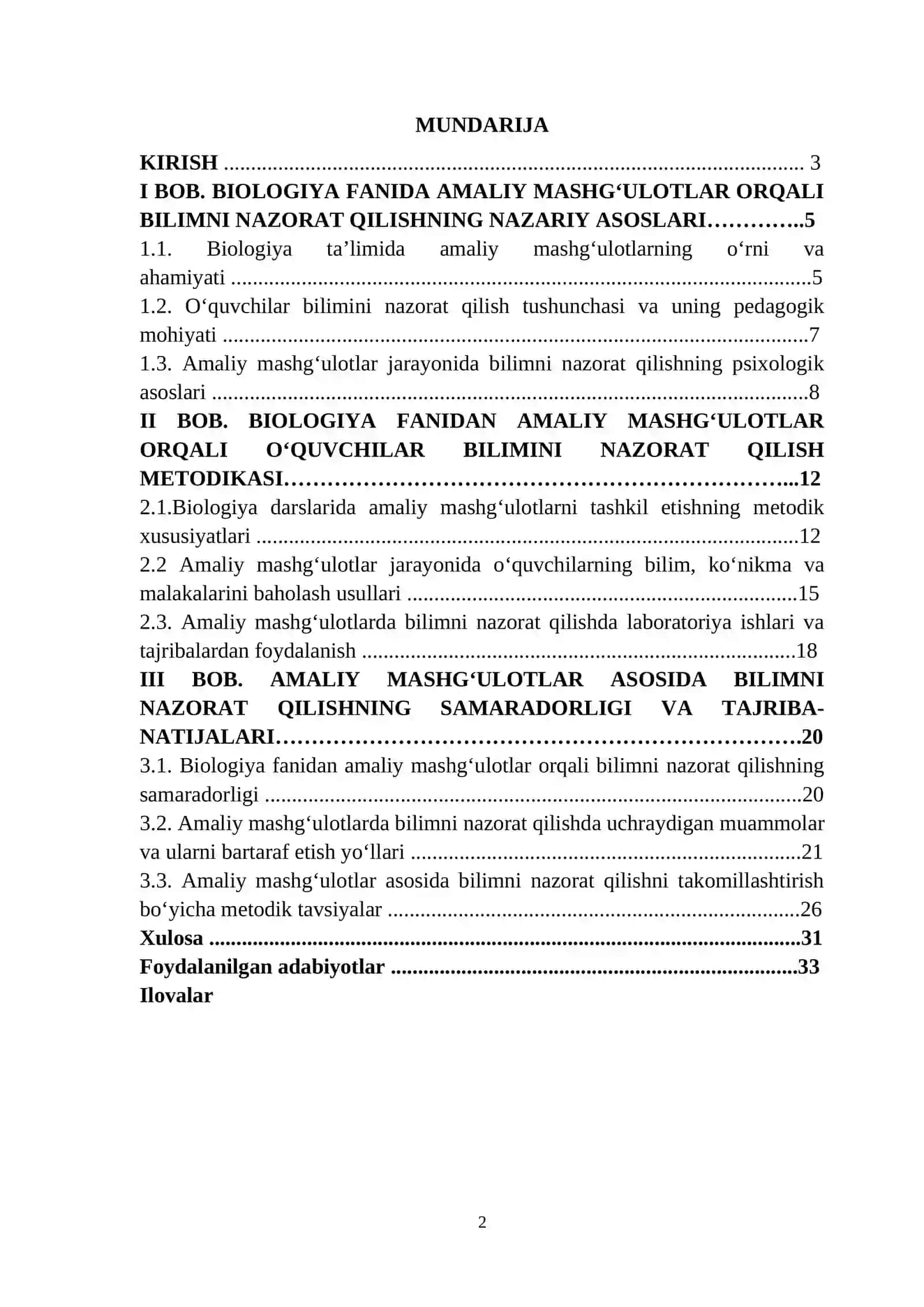 BIOLOGIYA FANIDAN AMALIY MASHG‘ULOTLAR ORQALI O‘QUVCHILAR BILIMLARINI NAZORAT QILISH 2