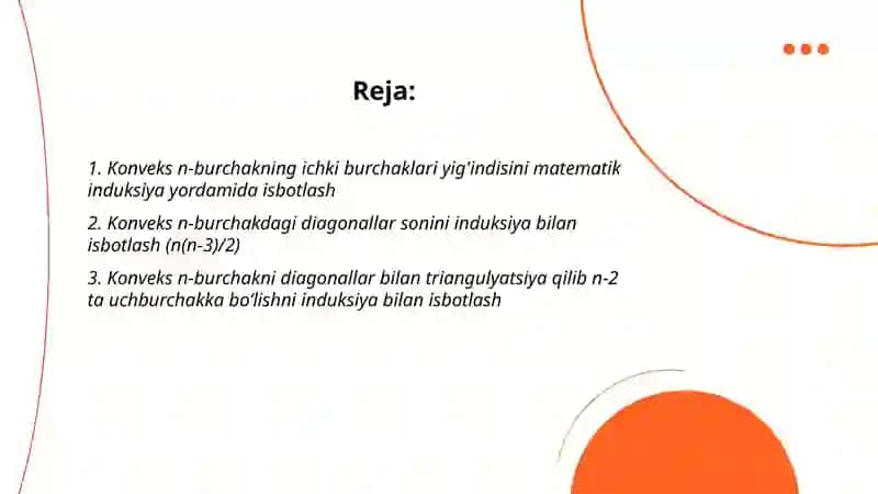 Geometrik isbotlashda matematik induksiyaning tadbiqlari 2