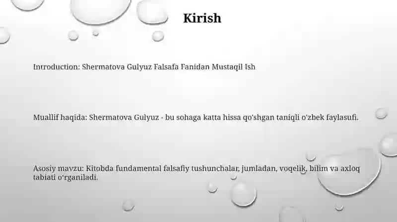 Shermatova Gulyuz Falsafa Fanidan Mustaqil Ish 2