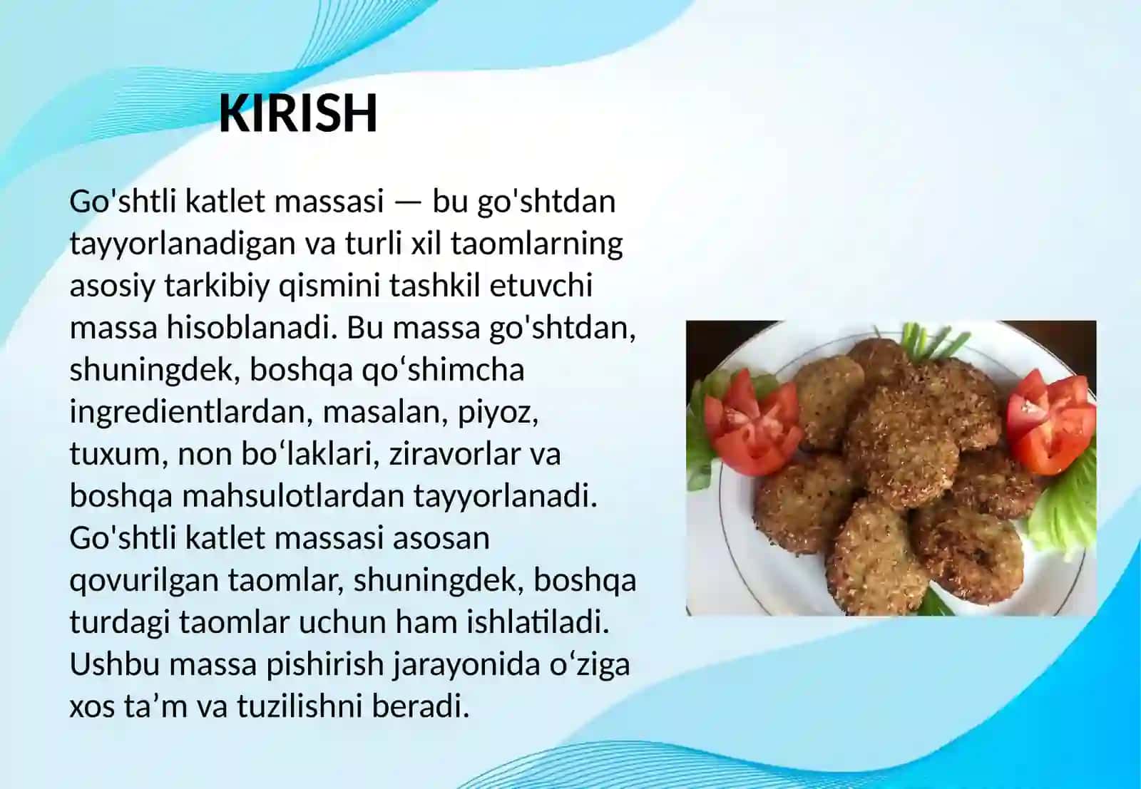 GO'SHTLI KATLET MASSASIDAN TAYYORLANADIGAN TAOMLAR 2