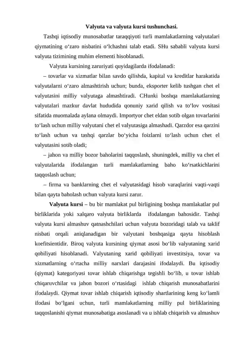 BANKLARDA VALYUTA OPERATSIYALARI HISOBI 2