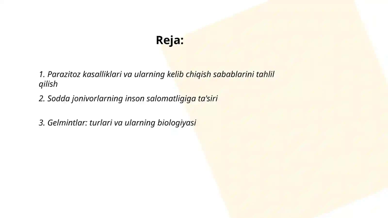 Parazitozlar(sodda jonivorlar va gelmintlar)qózĝatuvchi kasalliklari 2