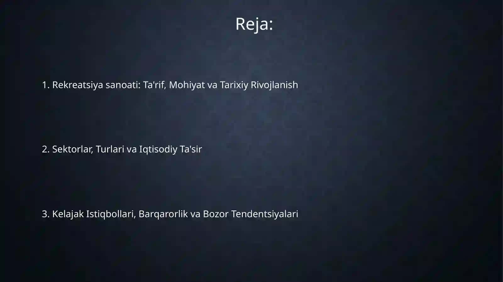 Rekreatsiya industriyasining tushunchasi 2