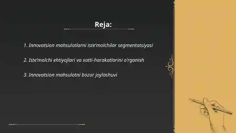 Innovatsion mahsulotlarni isteʼmolchilarga yetkazish boʻyicha qaror qabul qilish 2