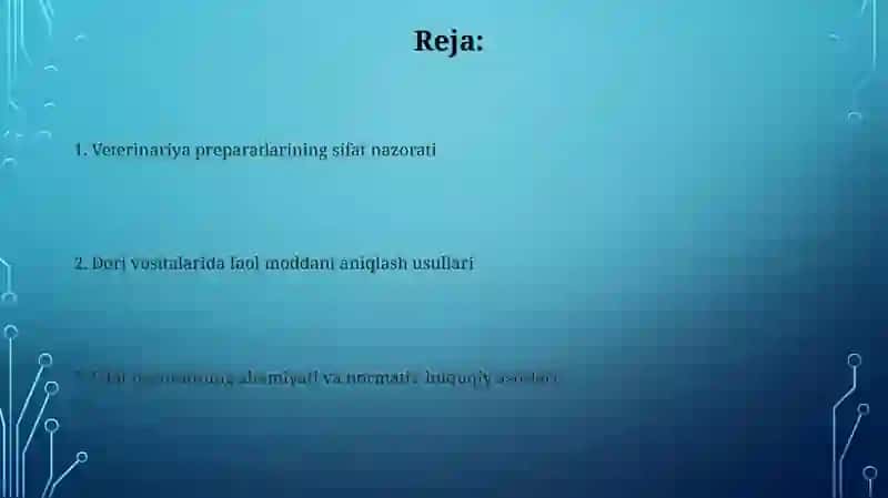 Veterinariya dori vositalarining sifat nazorati 2