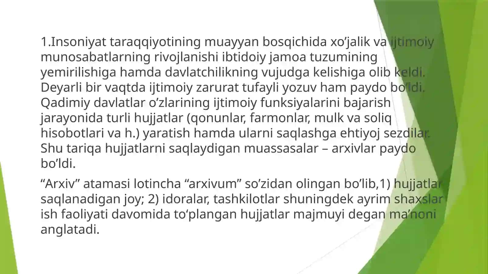 Arxivshunoslik fanlarining boshqa fanlar ichida tutgan o’rni va ahamiyati 2