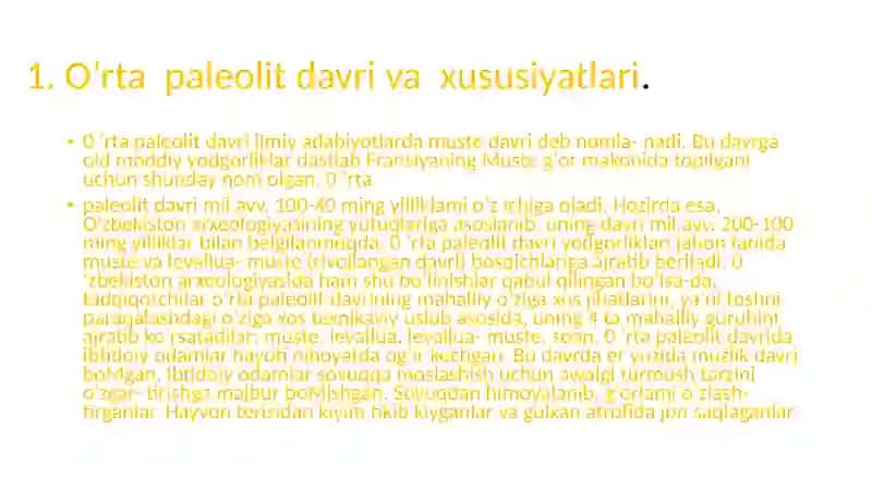 O’rta paleolet davri manzilgohlari 2