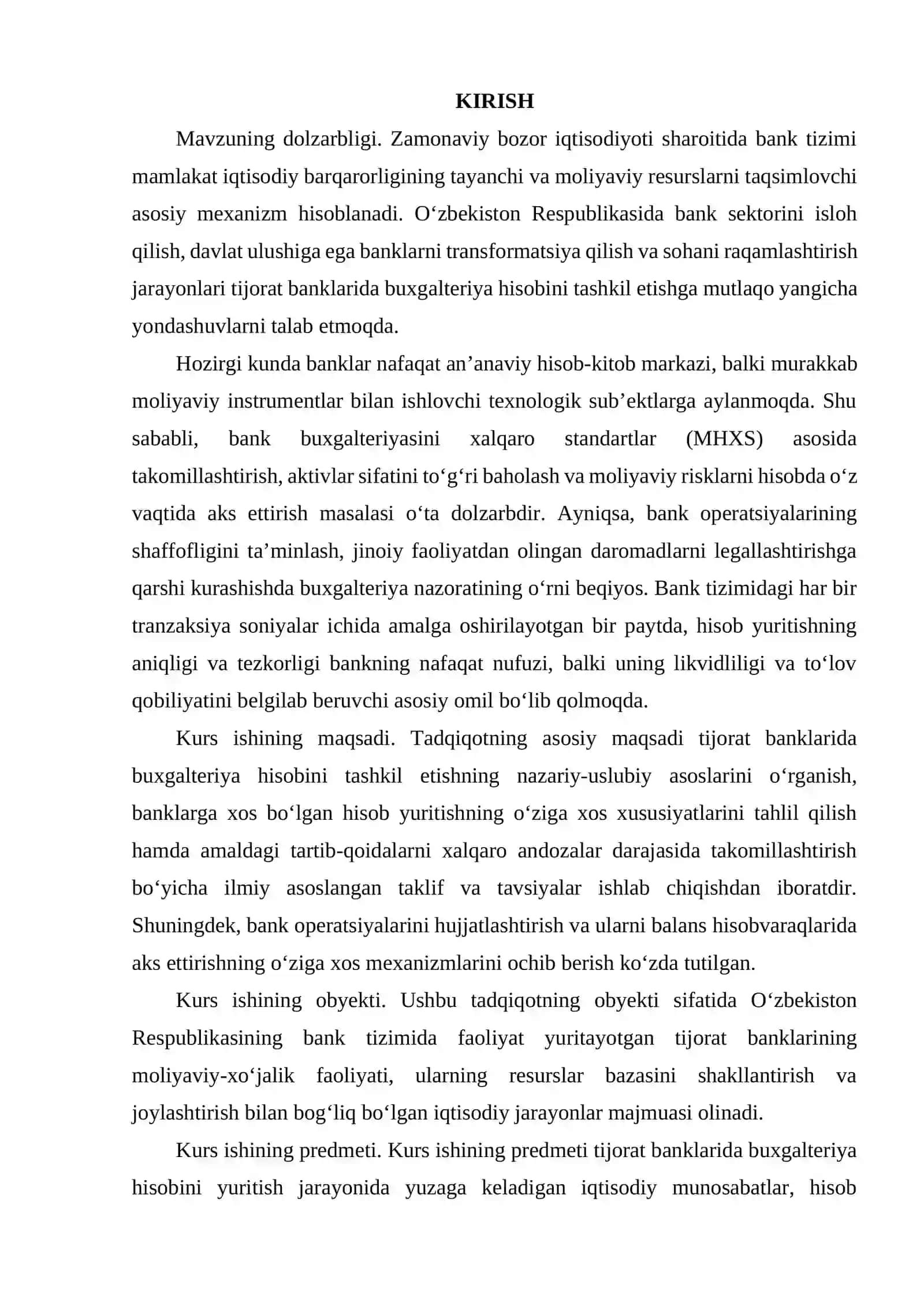 TIJORAT BANKLARIDA BUXGALTERIYA HISOBINI TASHKIL ETISHNING O‘ZIGA XOS JIHATLARI 2