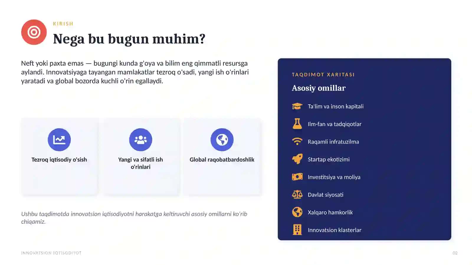 Innovatsion iqtisodiyotni rivojlantirish omillari 2