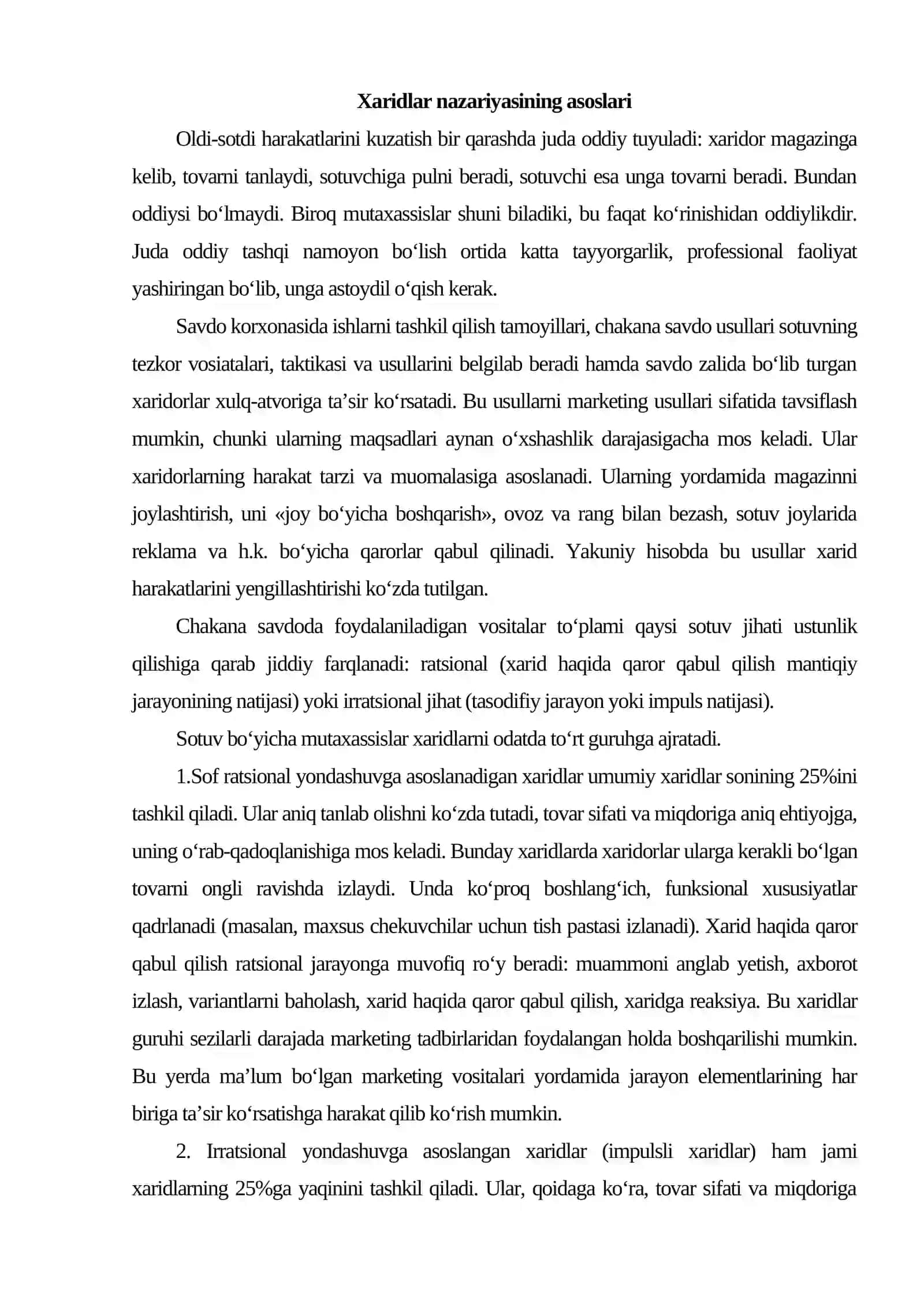 Savdo va xizmatlar sohasi marketingi 2