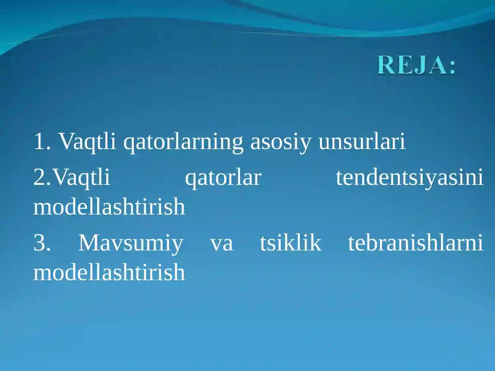 Davriy qatorlarda ekonometrik modellshtirish 2