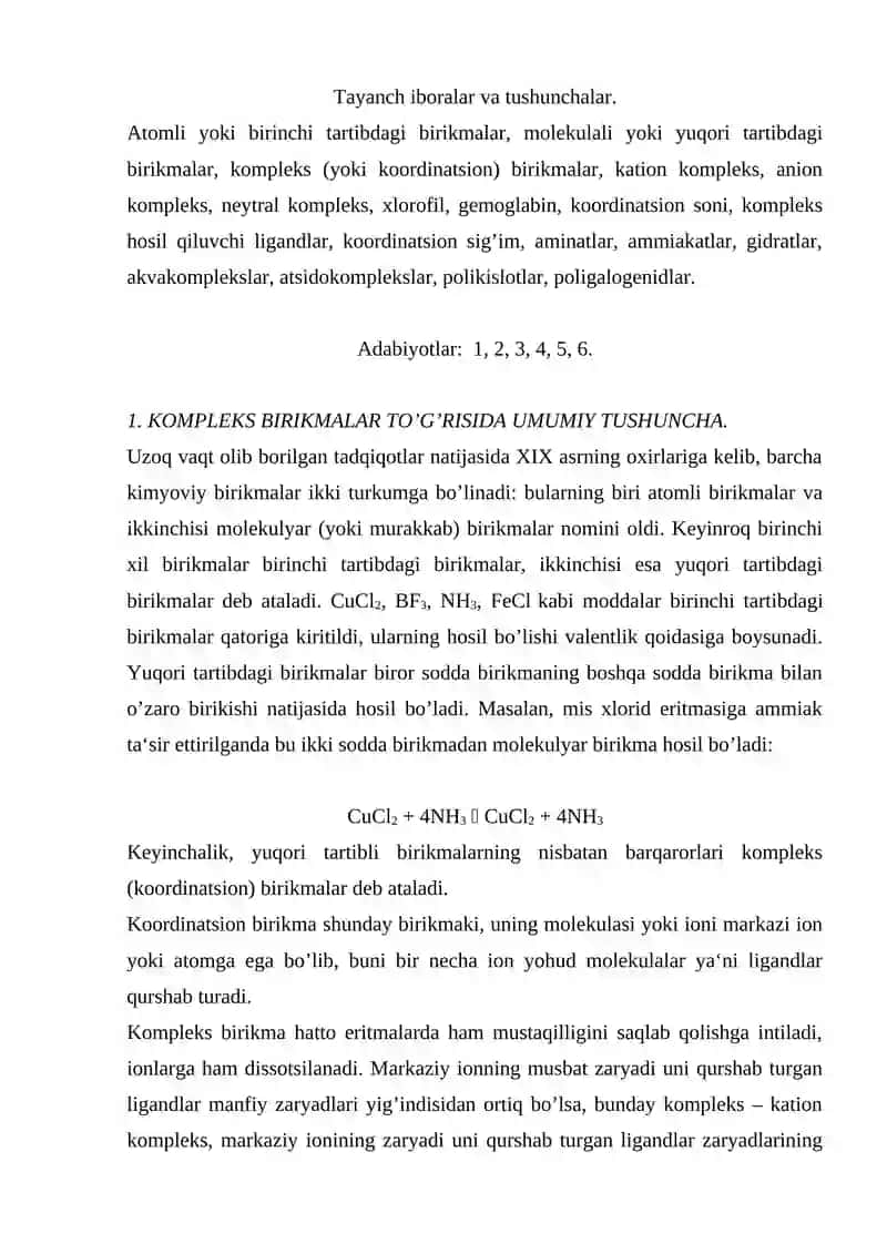 Koordinatsion birikmalarning konfiguratsiyalari 2