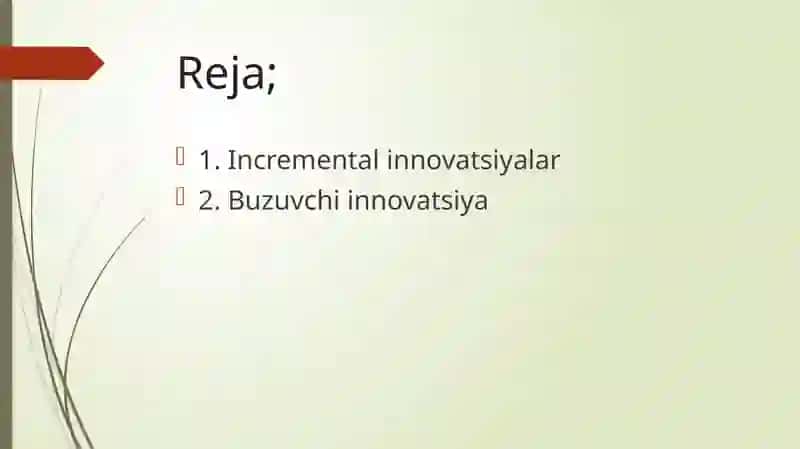 Innovatsiyaning sohalar bo'yicha turlari 2
