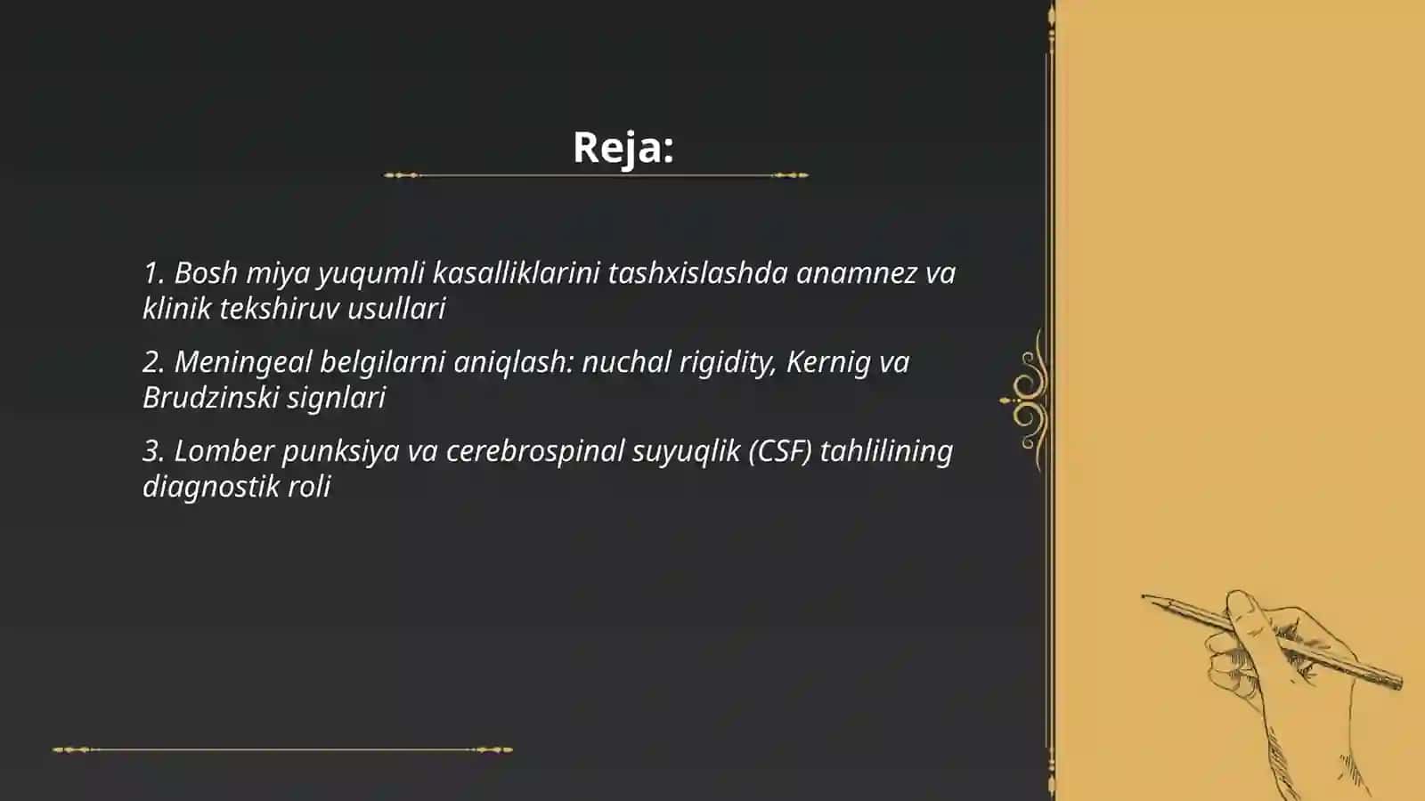 Bosh miya yuqumli kasalliklarini tashxislash 2