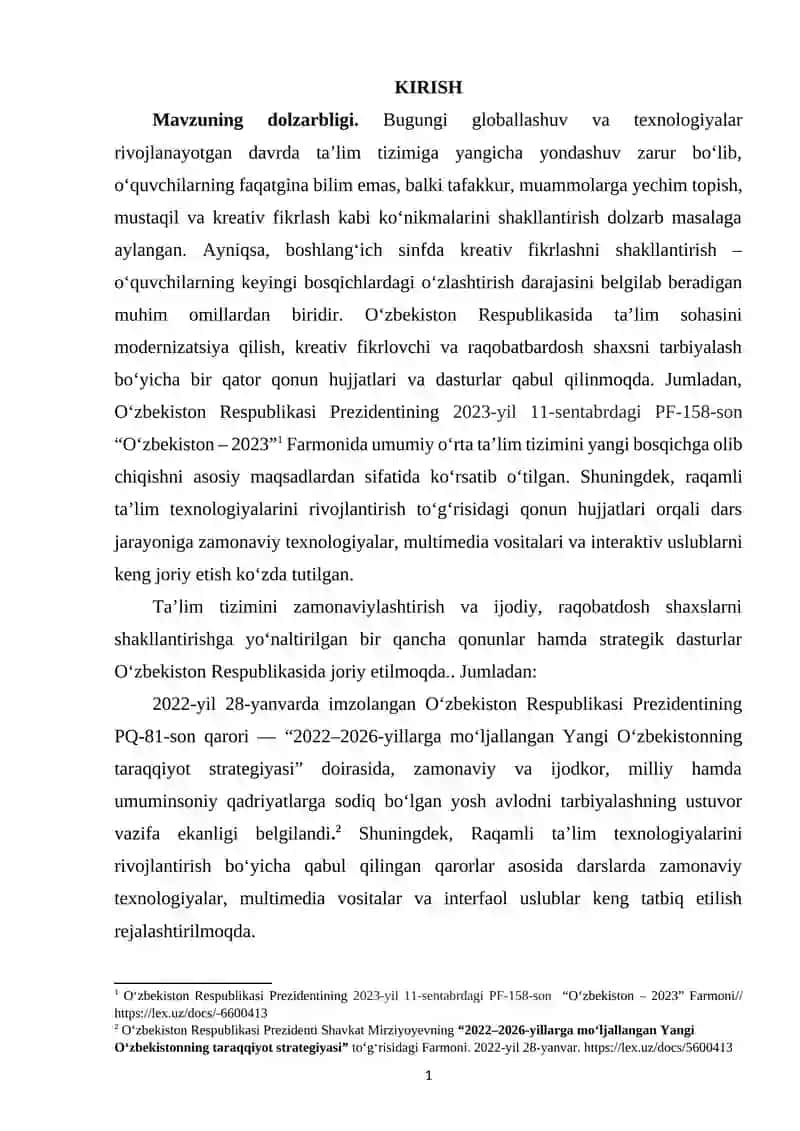 Boshlang‘ich sinf ona tili va o‘qish darslarida o‘quvchilarni kreativ fikrlashga o‘rgatish 2