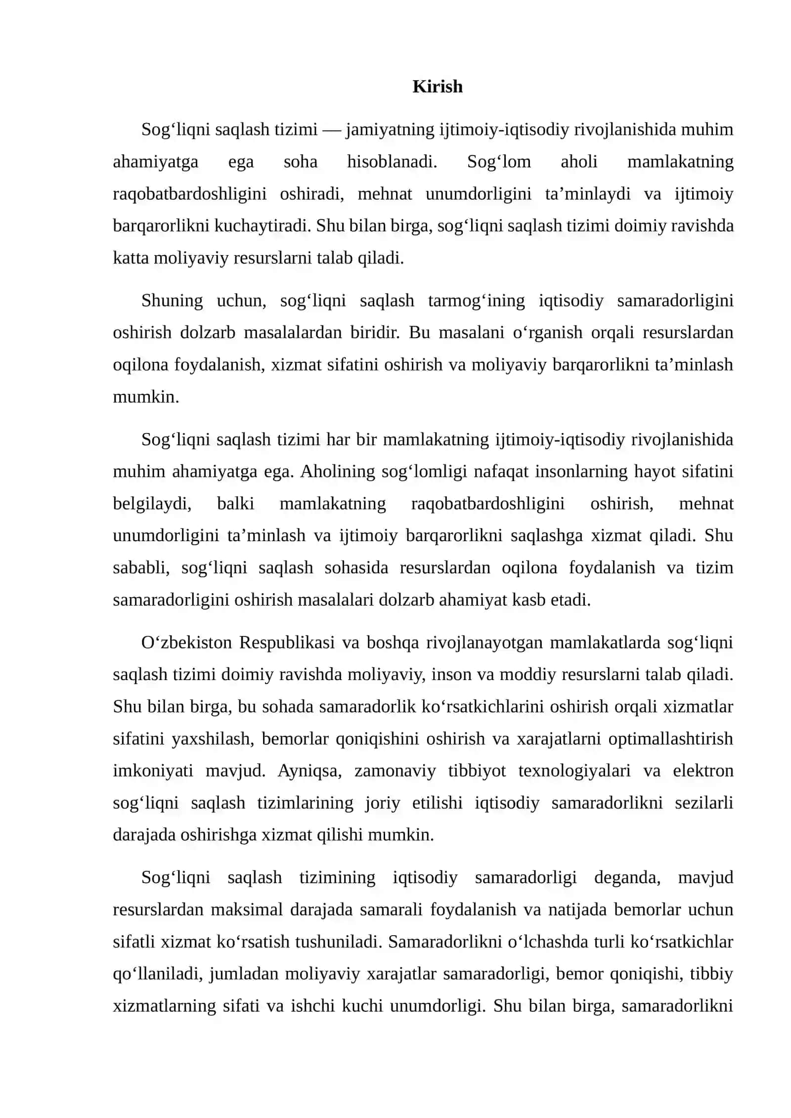 SOGʻLIQNI SAQLASH TARMOGʻINING IQTISODIY SAMARADORLIGINI OSHIRISH YO‘NALISHLARI 2