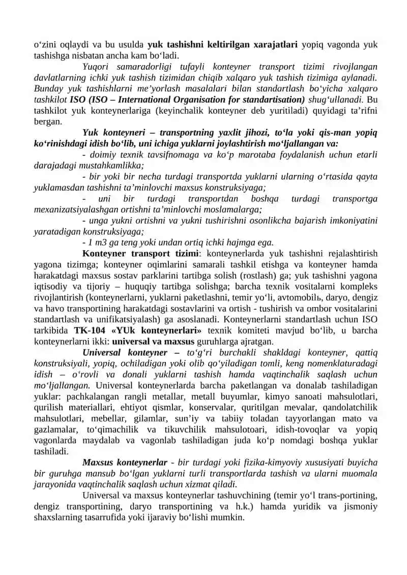 Konteynerlar va konteynerlarda yuk tashish haqida asosiy ma’lumot 2