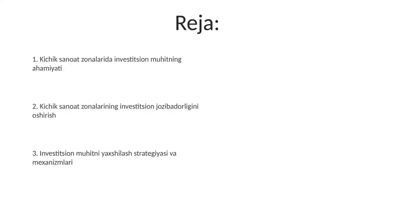 Investitsion muhitning kichik sanoat zonalaridagi oʻrni 2