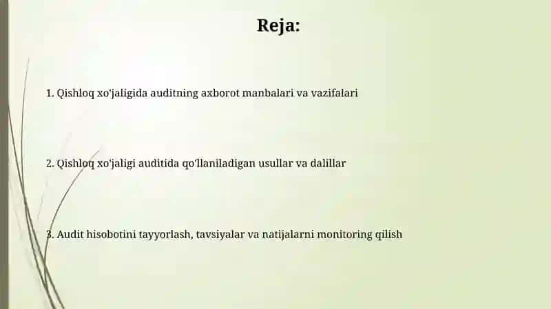 Qishloq xo'jaligida auditning axborot manbalari va vazifalari 2