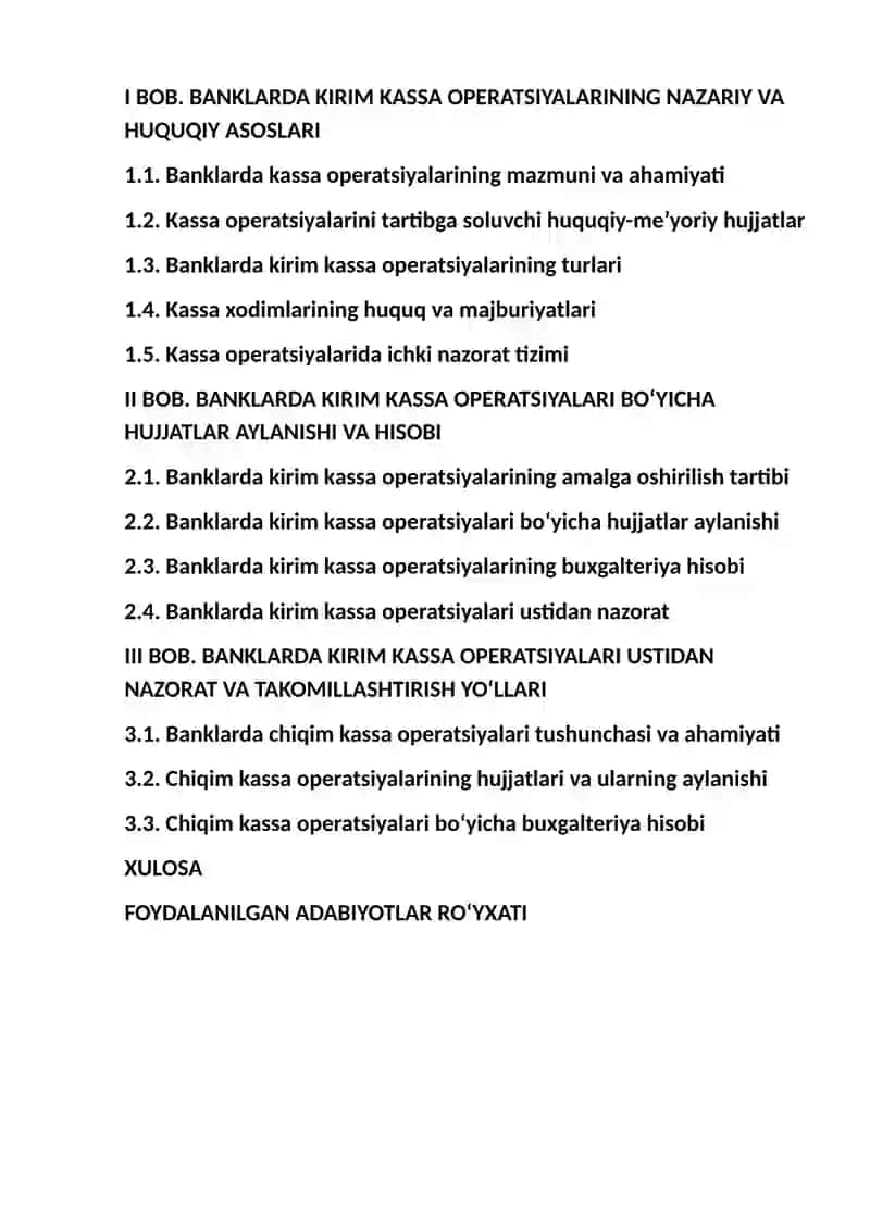 Banklarda kirim kassa operatsiyalari bo‘yicha hujjatlar aylanishi, hisobi va nazorati 2