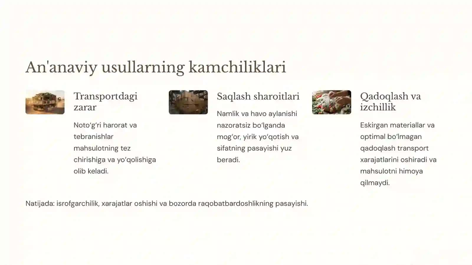 Sabzavotlarni tashish va saqlashda yangi texnologiyalar 2
