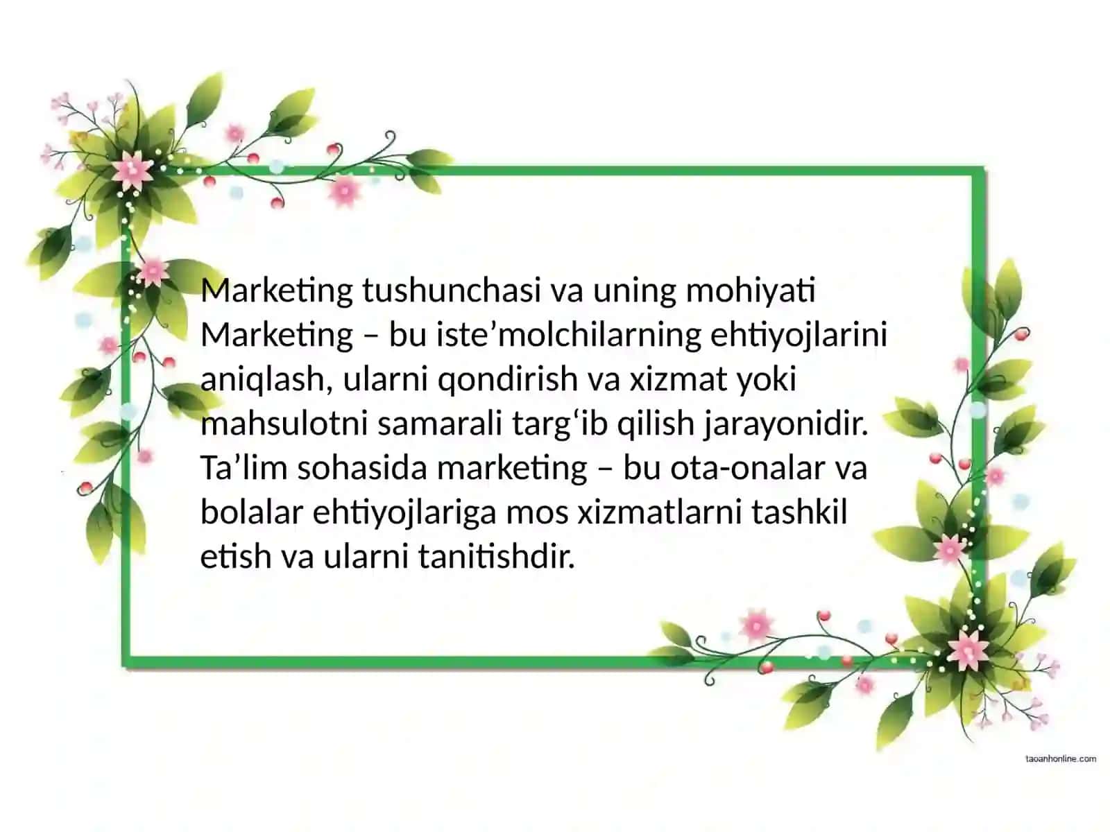 Maktabgacha ta’lim tashkilotida marketing 2