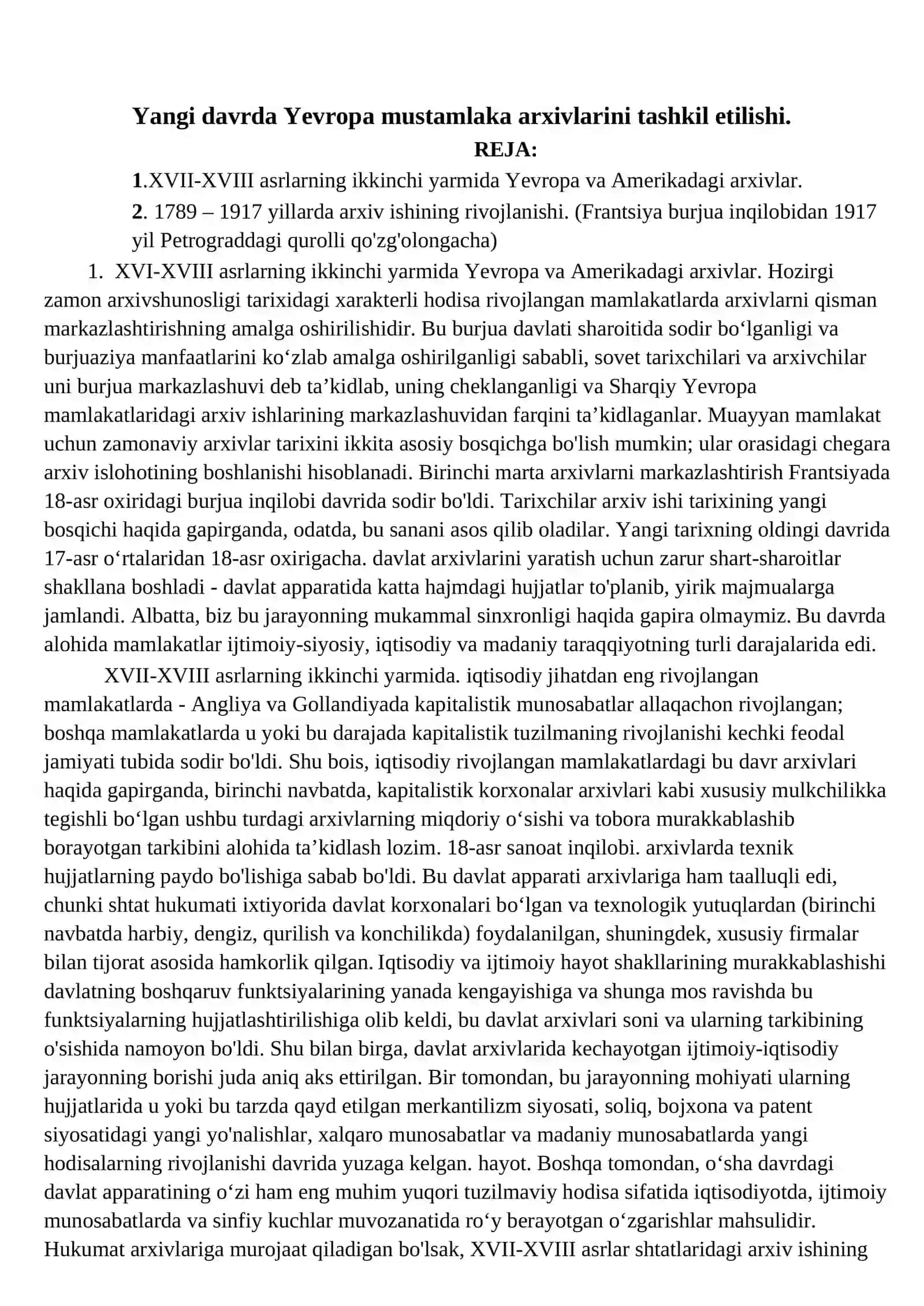 JAHON ARXIVLARI TARIXI 2