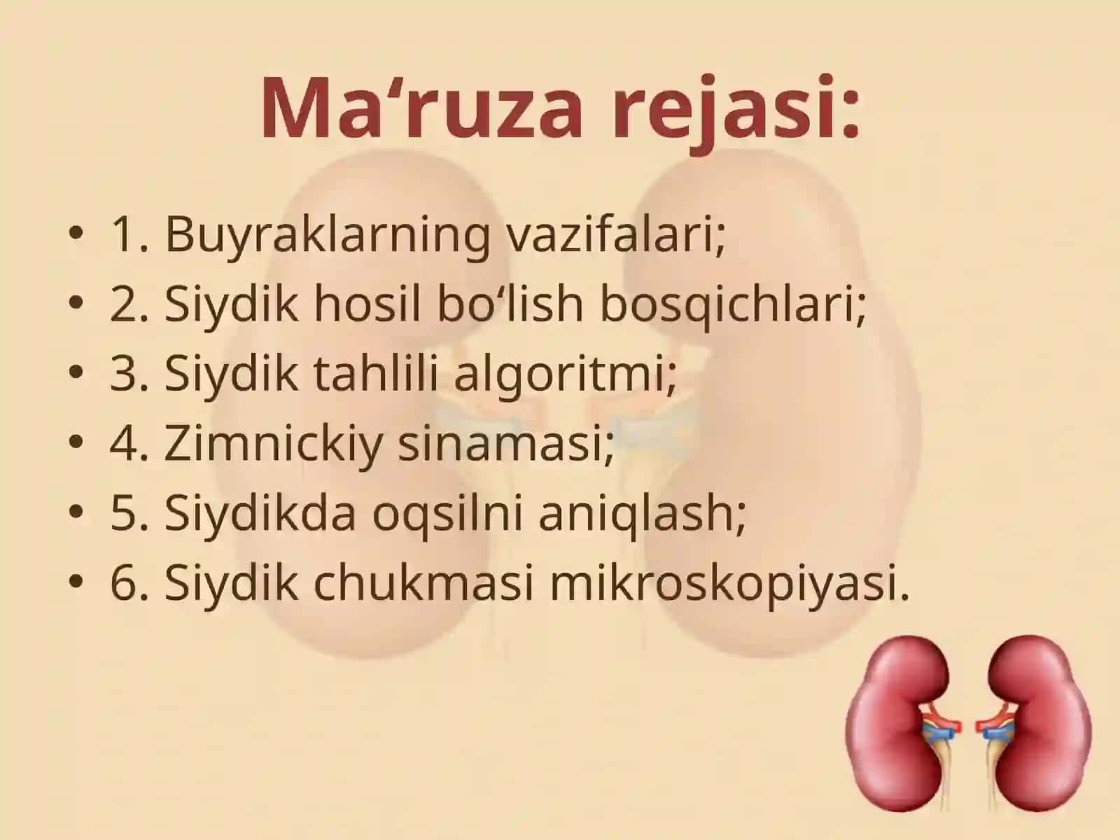 Buyrak kasalliklarida klinik laborator ko’rsatkichlar 2