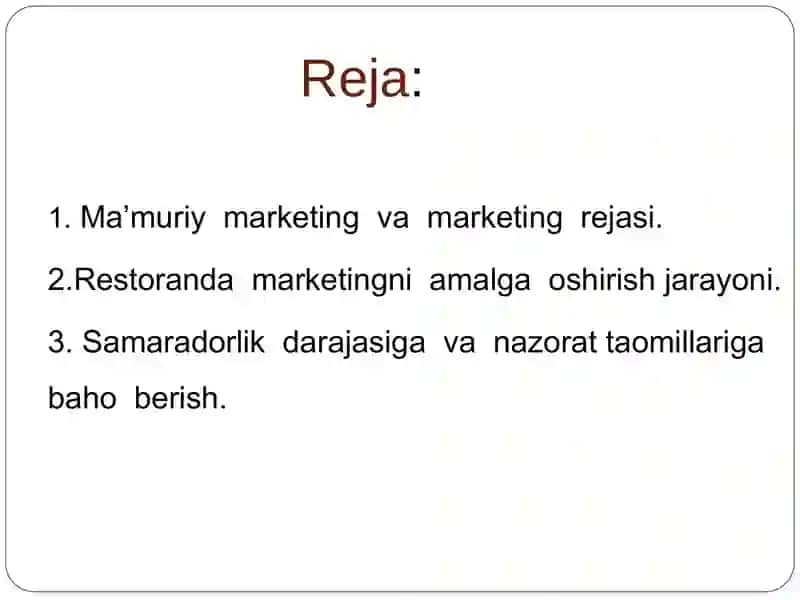 RESTORANNING MA’MURIY MARKETINGI 2
