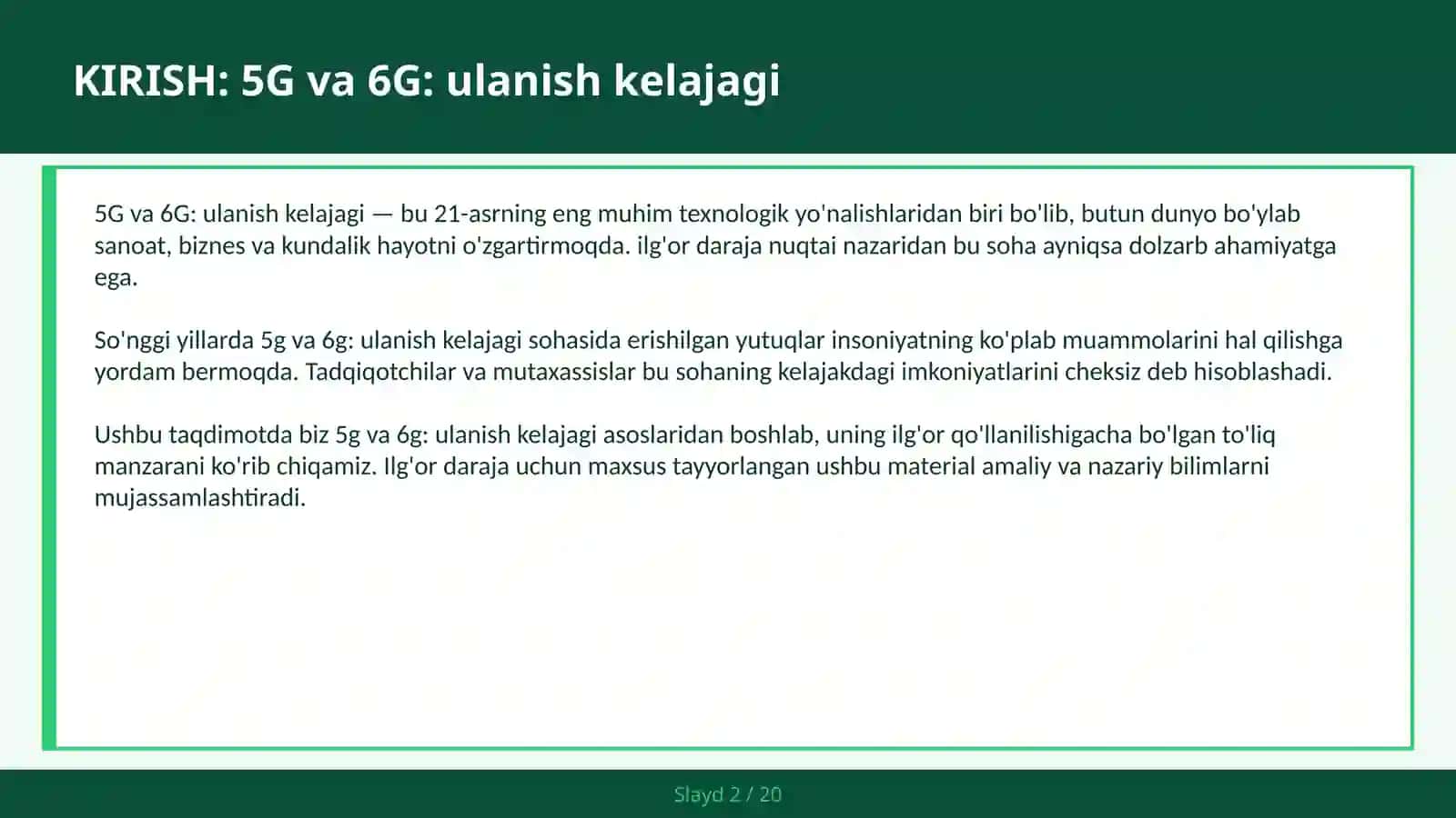 5G va 6G: Ulanish Kelajagi 2