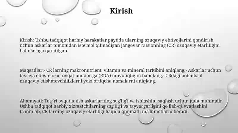Askarlarning Quruq Payoklarini Tarkibidagi Maxsulotlarning Tola SfatliliginiExpertizaQlish 2