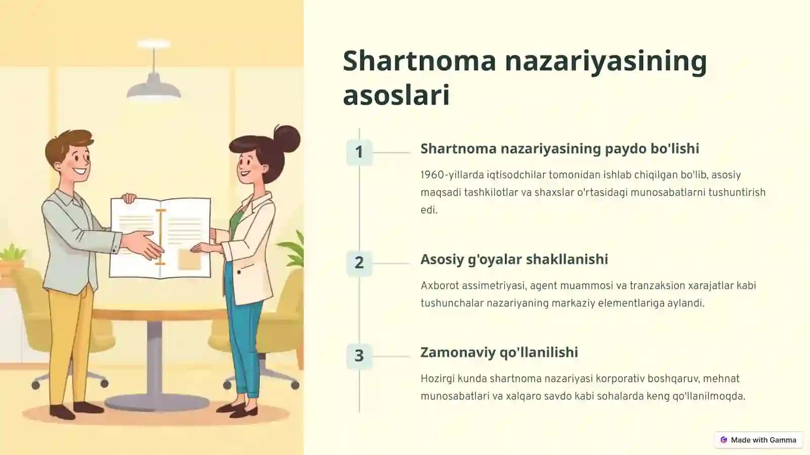 Mustaqil ta'lim Shartnoma nazariyasi va Tashkilotni 2