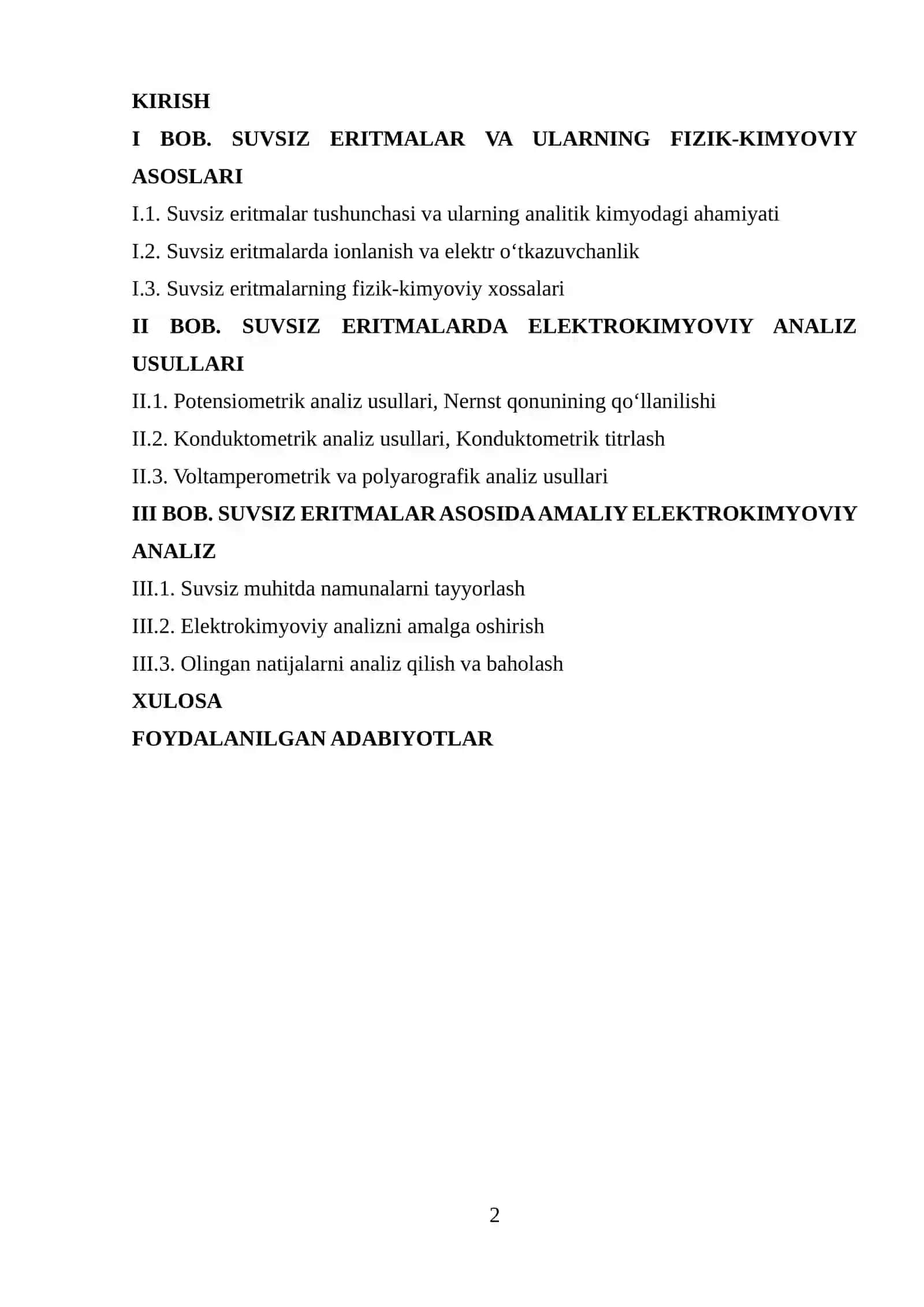 Suvsiz eritmalarning elektr kimyoviy analiz usullarida qo‘llanilishi 2