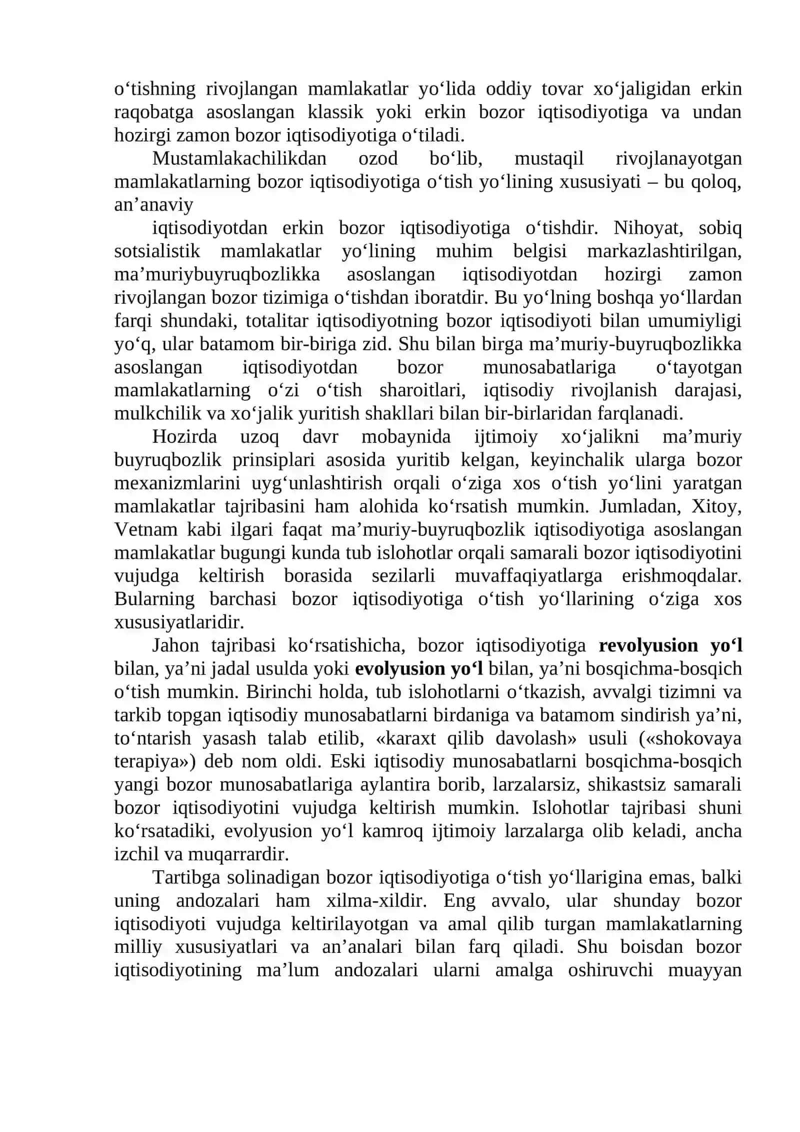 BOZOR IQTISODIYOTIGA O‘TISH DAVRI VA UNING O`ZBEKISTONDAGI HUSUSIYATLARI 2