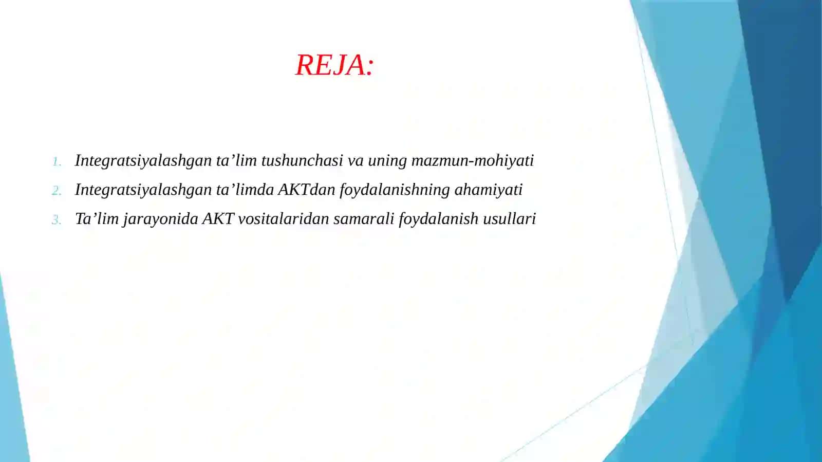 INTEGRATSIYALASHGAN TAʼLIMDA АKТ DAN FOYDALANISH. 2