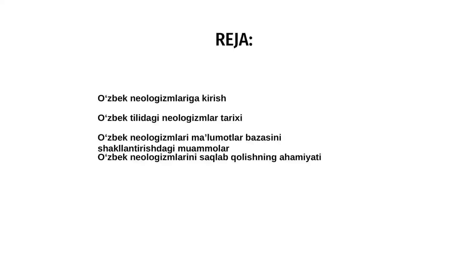 O'zbekcha neologizmlar bazasini shakllantirish. 2