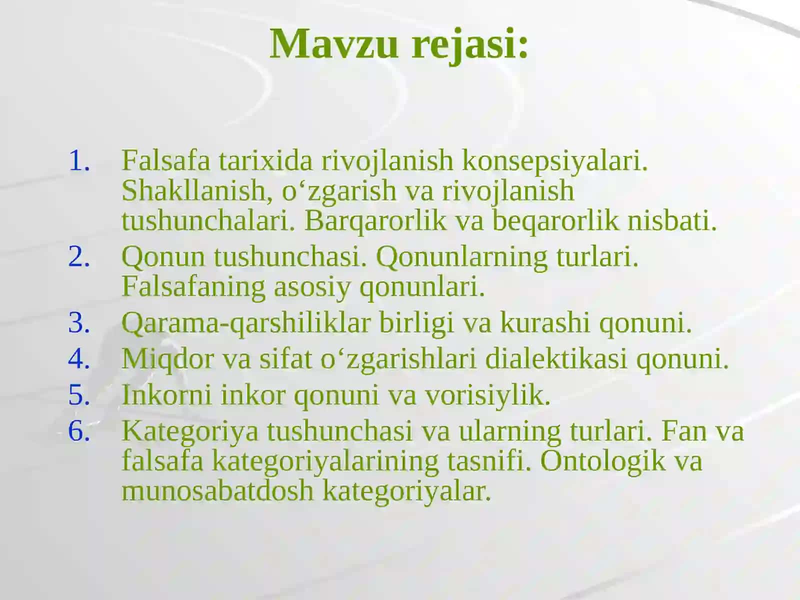 Falsafa tarixida rivojlanish konsepsiyalari 2