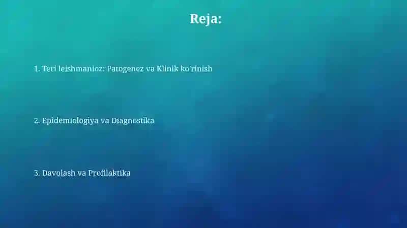 Teri Leyshmaniozlar patogenezi klinikasi epidemiologiyasi davolashi profilaktikasi 2