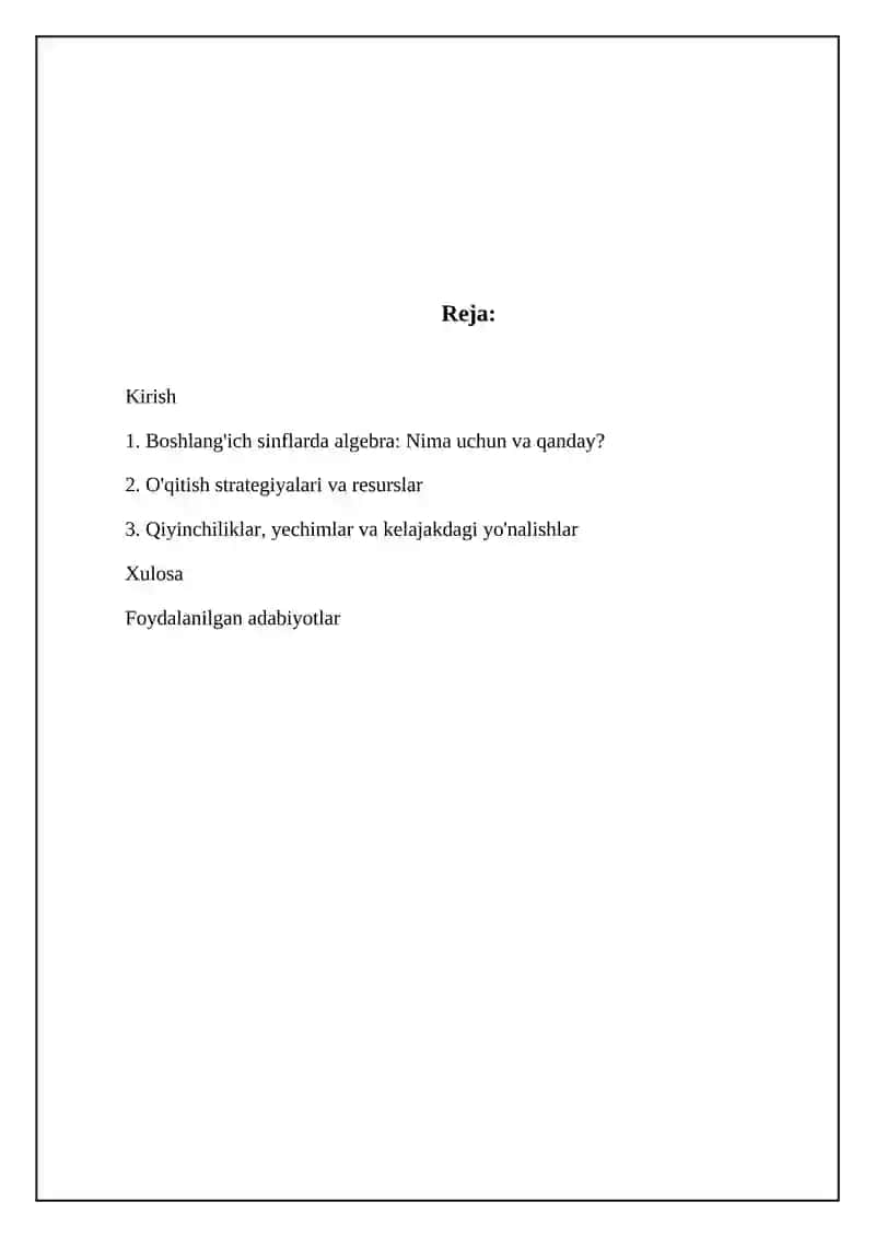 Boshlang'ich sinflarda algebra: Nima uchun va qanday? 2