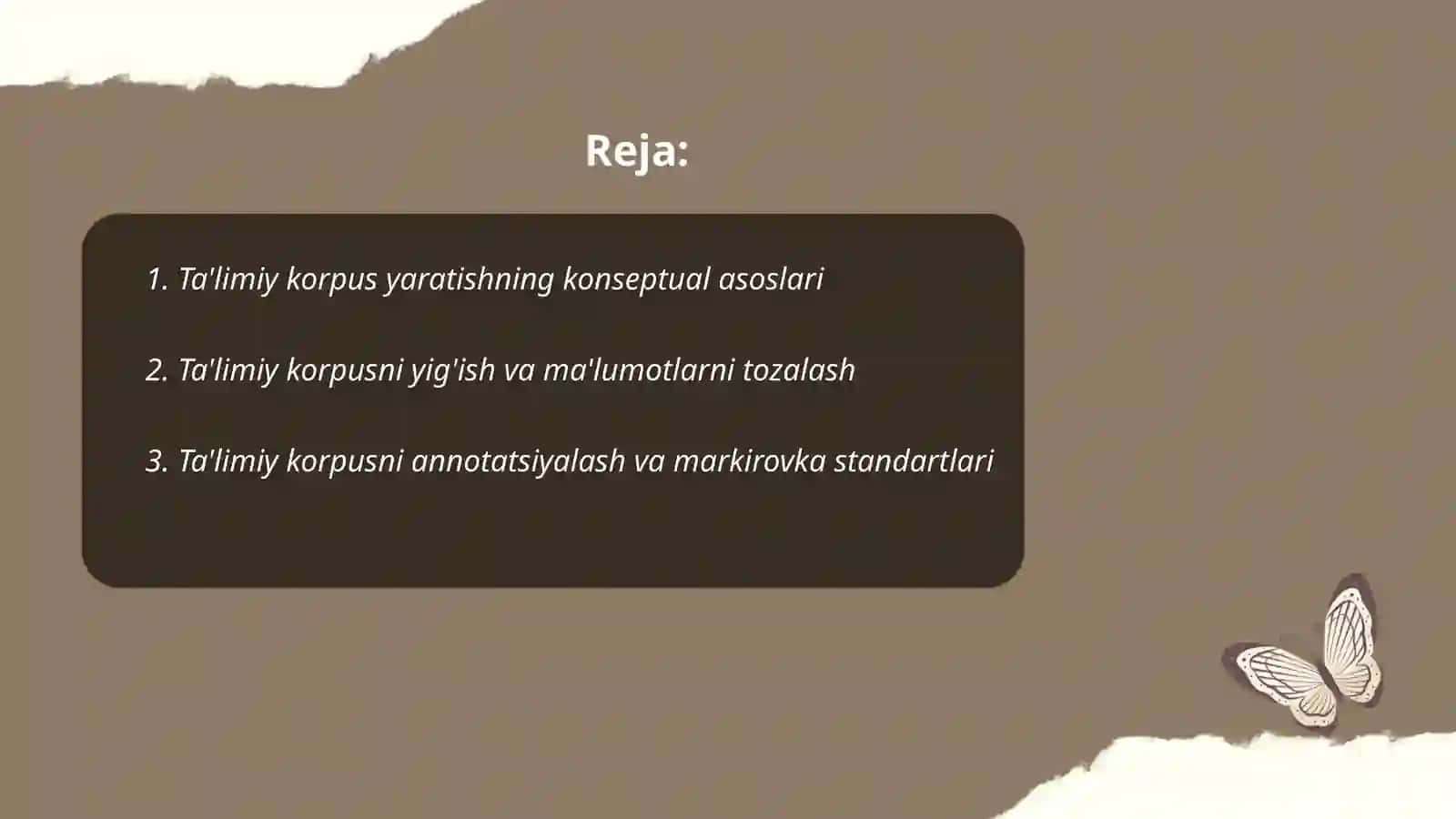 Ta'limiy korpus, leksikografiya, chastotali lugʻat, terminologik lugʻat, ma'lumotlar bazasi, model axborot tizimi 2