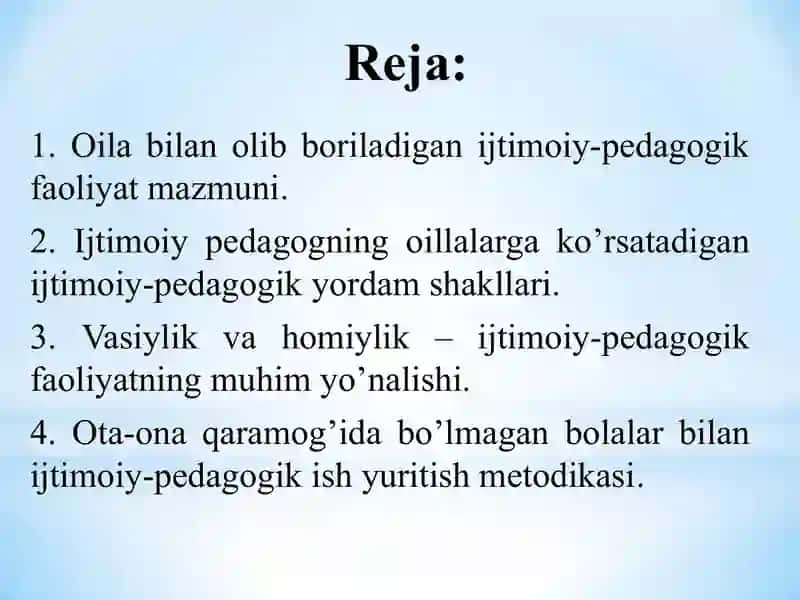 Oila tiplari va yetim bola asrab olgan oila bilan olib boriladigan ijtimoiy-pedagogik faoliyat 2