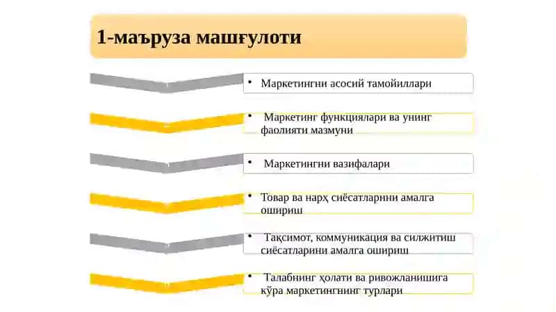 Маркетинг тамойиллари 2